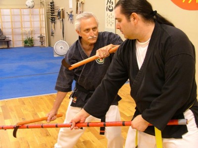 KAMA- Bill Borea and Charles Jean train in Okinawa kama at the Arizona School of Traditional Karate in Mesa - Copy.JPG